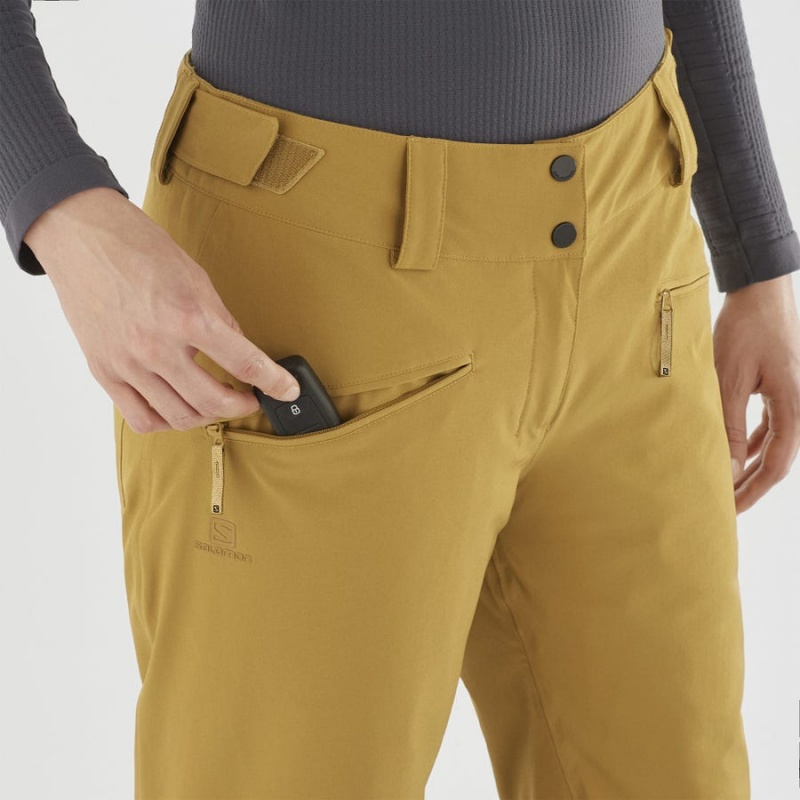 Women's Salomon EDGE Ski Pants Yellow | IN3296KOR