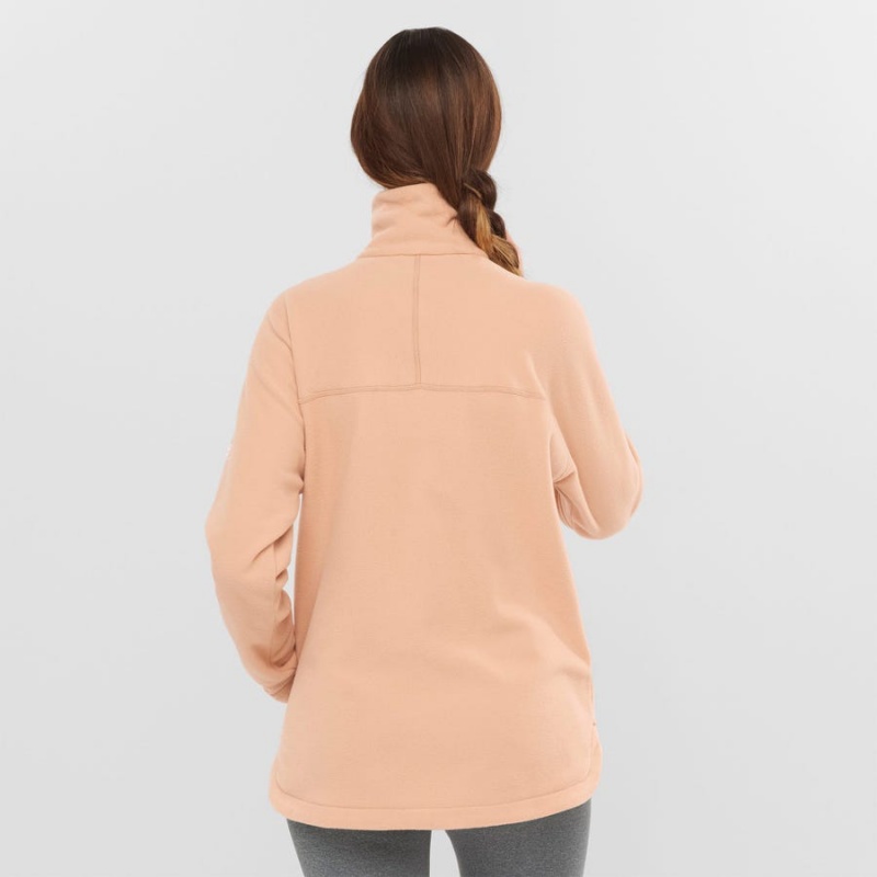 Women's Salomon ESSENTIAL COSY FLEECE Hoodie Pink | IN3105JPQ