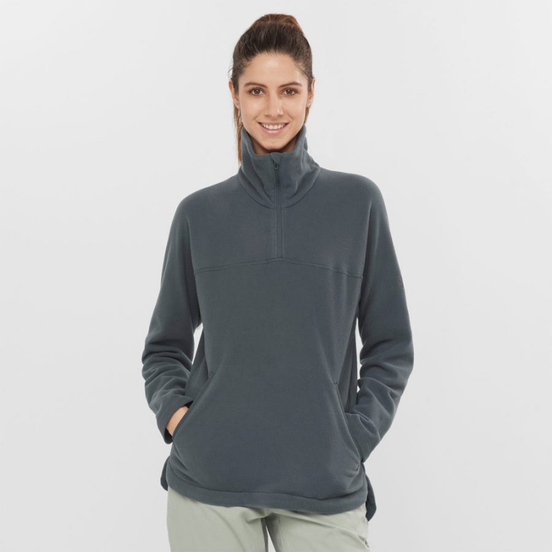 Women's Salomon ESSENTIAL COSY FLEECE Hoodie Grey | IN3106AHK