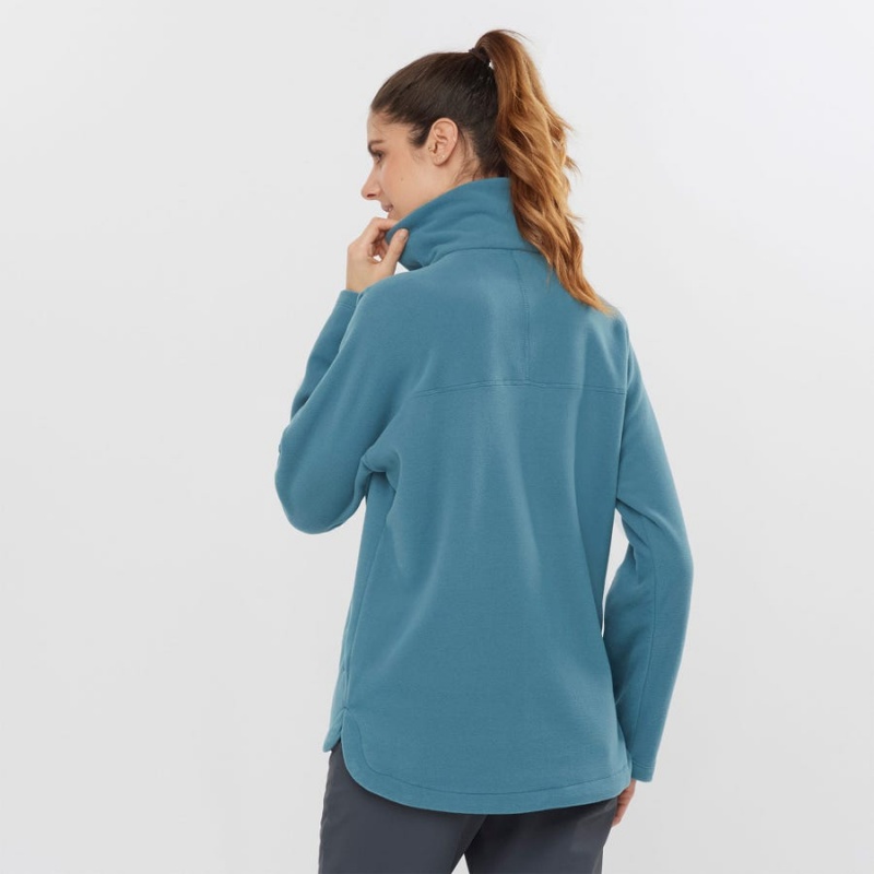 Women's Salomon ESSENTIAL COSY FLEECE Hoodie Blue | IN3107SGL