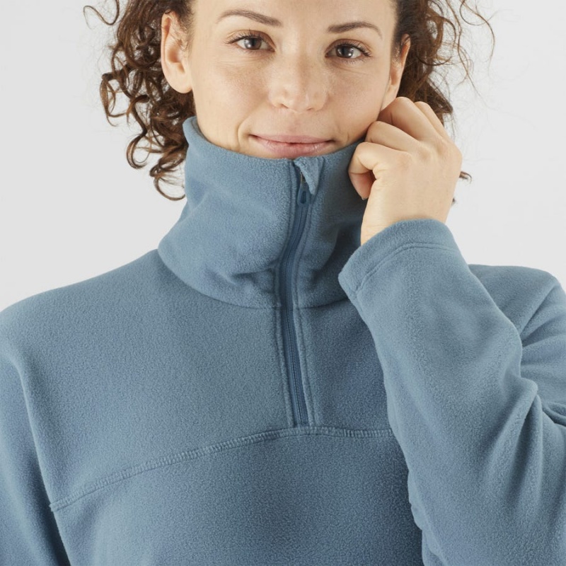 Women's Salomon ESSENTIAL COSY FLEECE Hoodie Blue | IN3107SGL