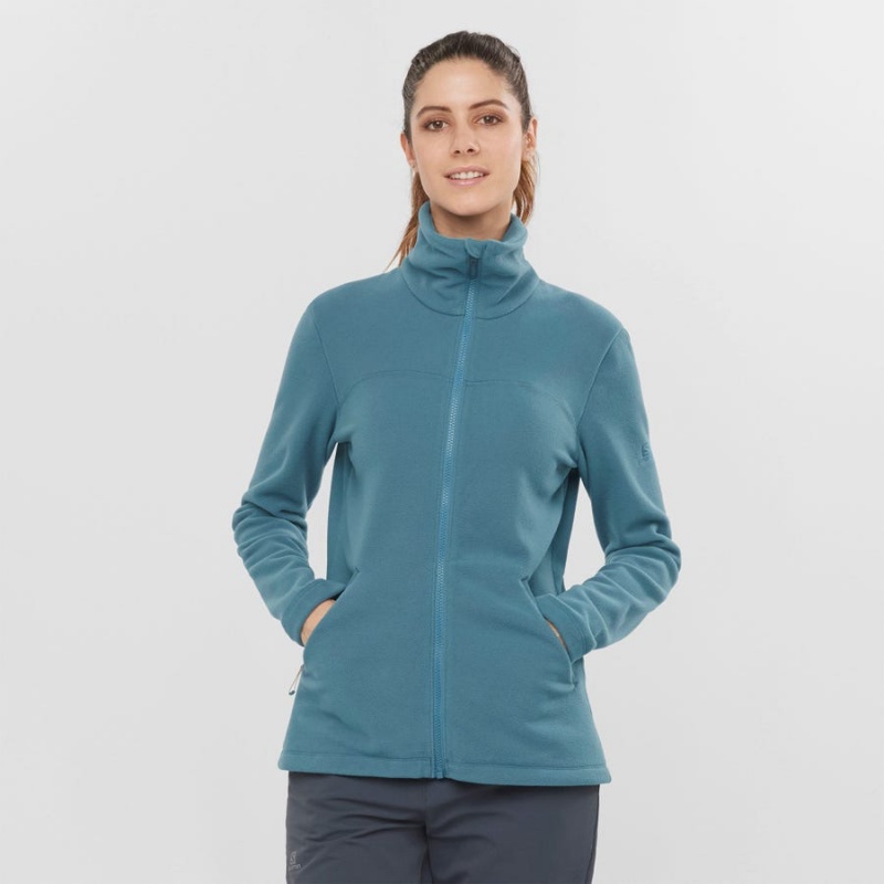 Women's Salomon ESSENTIAL COSY FLEECE Hoodie Blue | IN3111HAP