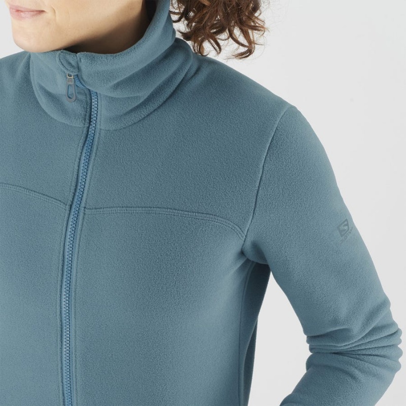 Women's Salomon ESSENTIAL COSY FLEECE Hoodie Blue | IN3111HAP