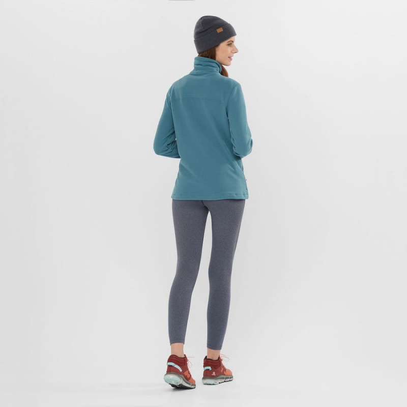 Women's Salomon ESSENTIAL COSY FLEECE Hoodie Blue | IN3111HAP