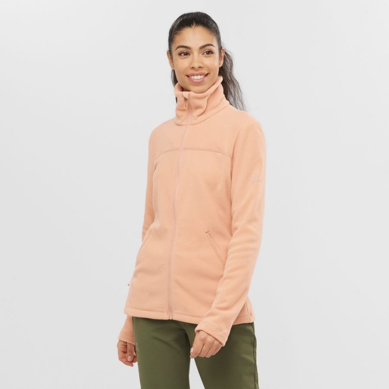 Women's Salomon ESSENTIAL COSY FLEECE Hoodie Pink | IN3114LIS