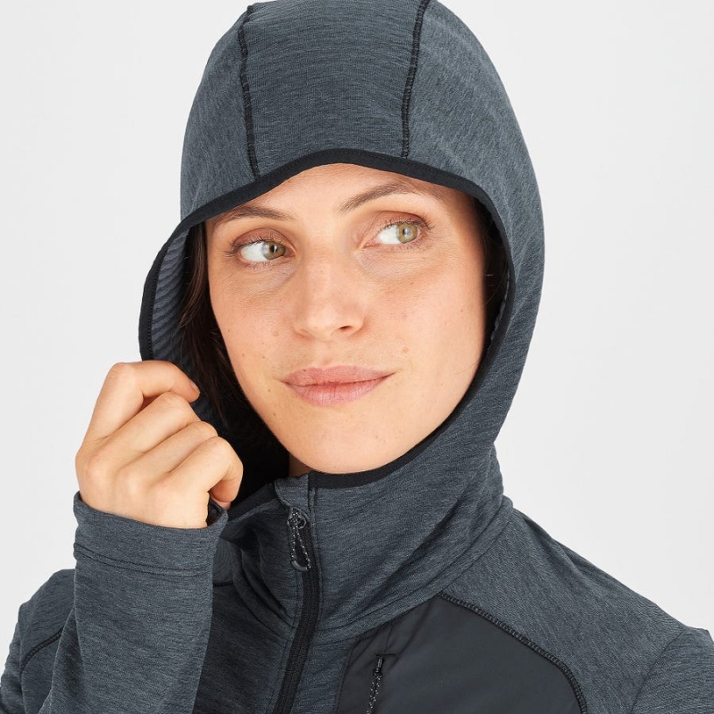 Women's Salomon ESSENTIAL LIGHTWARM HOODED Hoodie Black | IN3118VRW