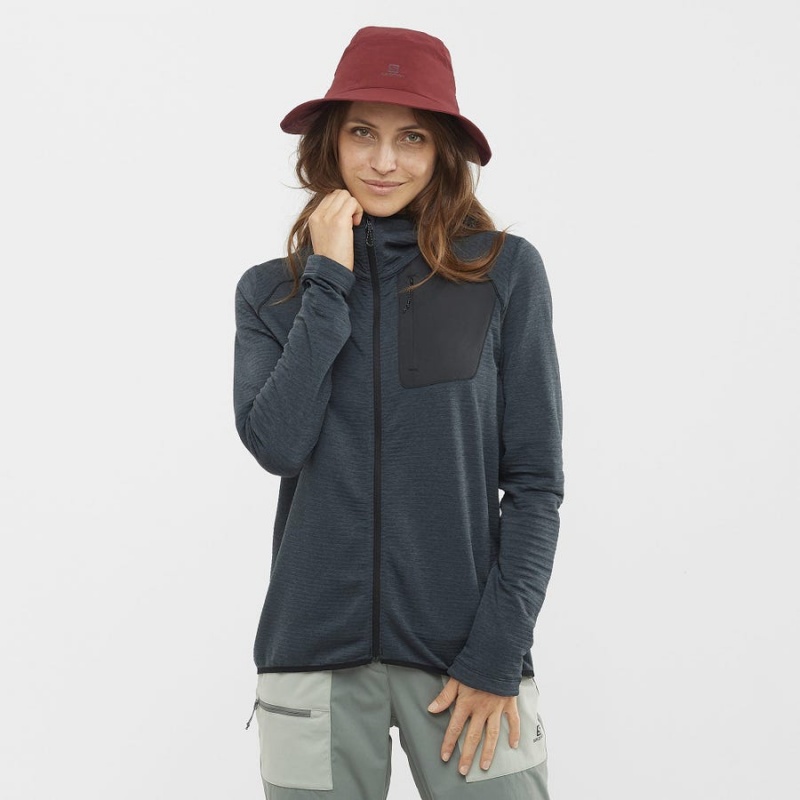 Women's Salomon ESSENTIAL LIGHTWARM HOODED Hoodie Black | IN3118VRW