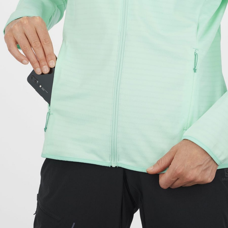 Women's Salomon ESSENTIAL LIGHTWARM Hoodie Green | IN3089LIS