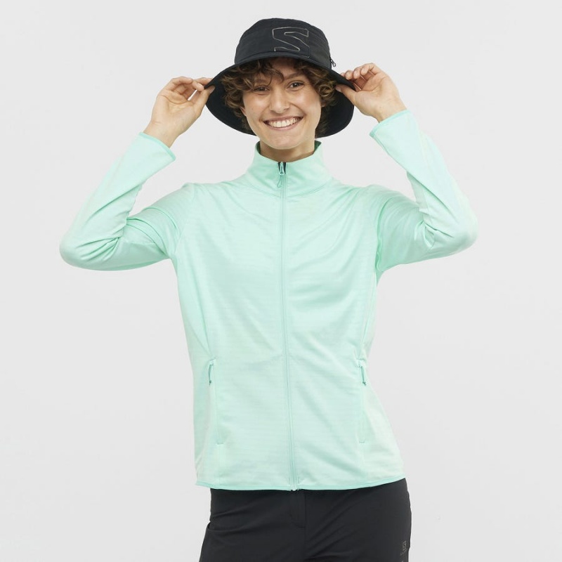 Women's Salomon ESSENTIAL LIGHTWARM Hoodie Green | IN3089LIS