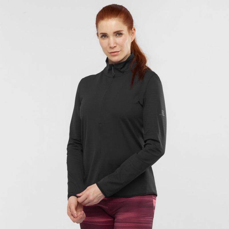 Women's Salomon ESSENTIAL LIGHTWARM Hoodie Black | IN3096MQZ