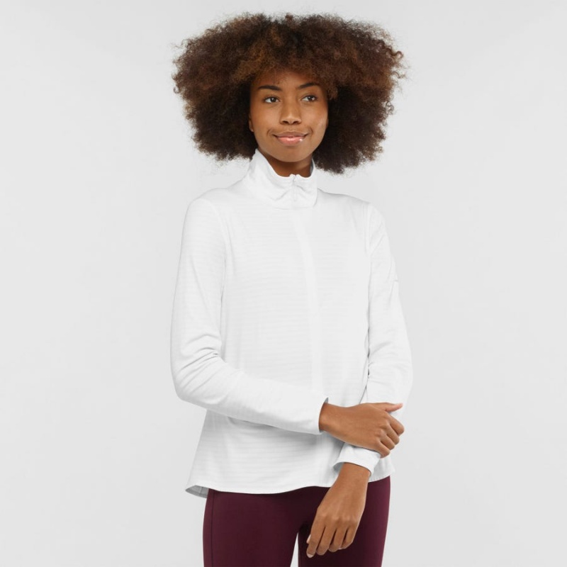 Women's Salomon ESSENTIAL LIGHTWARM Hoodie White | IN3097QMA