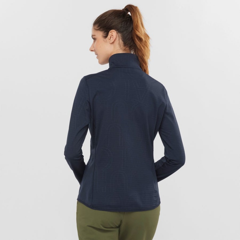 Women's Salomon ESSENTIAL LIGHTWARM Hoodie Navy / Blue | IN3099AHK