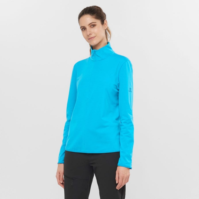 Women's Salomon ESSENTIAL LIGHTWARM Hoodie Blue | IN3100SGL