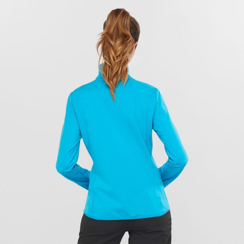 Women's Salomon ESSENTIAL LIGHTWARM Hoodie Blue | IN3100SGL