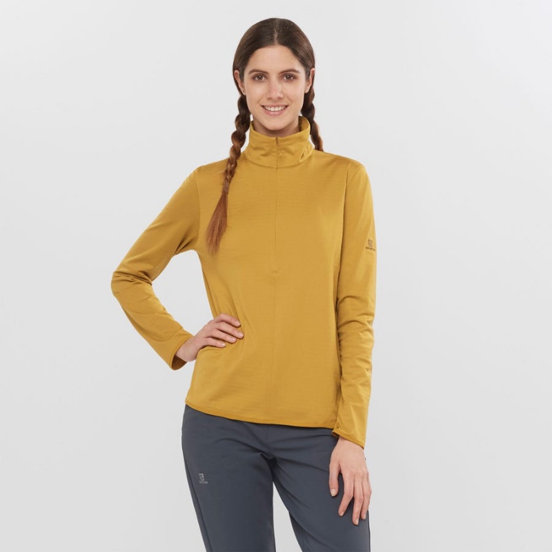 Women's Salomon ESSENTIAL LIGHTWARM Hoodie Yellow | IN3101DFM