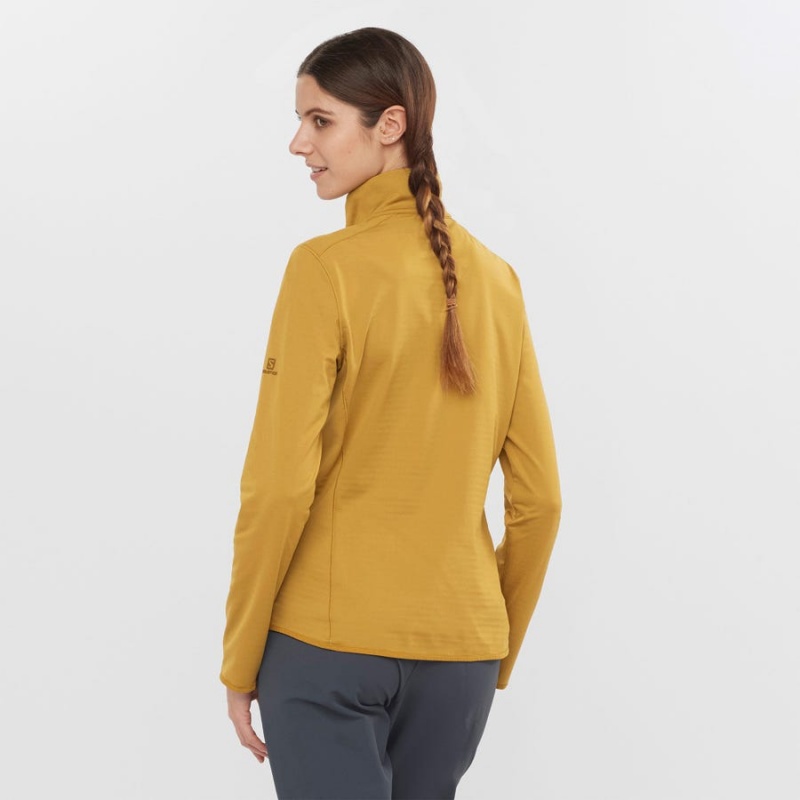 Women's Salomon ESSENTIAL LIGHTWARM Hoodie Yellow | IN3101DFM