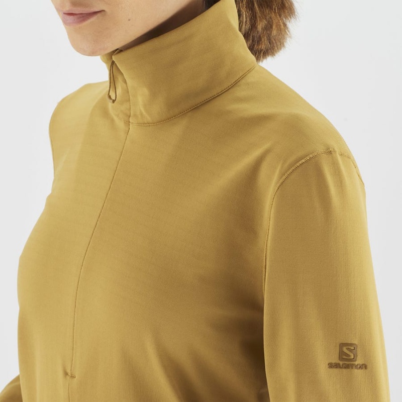 Women's Salomon ESSENTIAL LIGHTWARM Hoodie Yellow | IN3101DFM