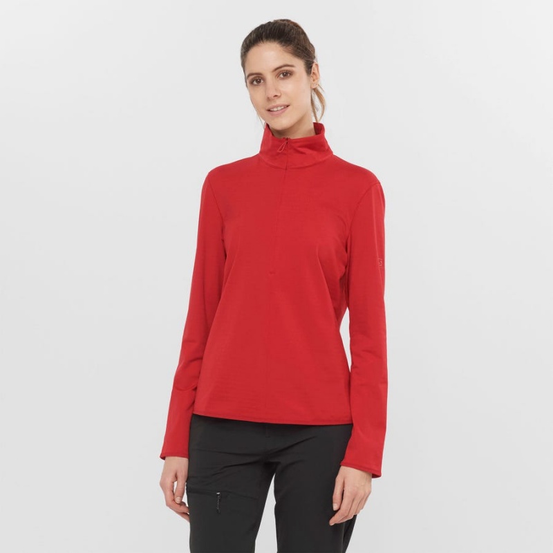 Women's Salomon ESSENTIAL LIGHTWARM Hoodie Red | IN3102FDN