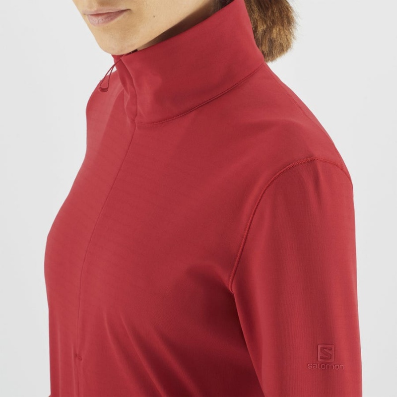 Women's Salomon ESSENTIAL LIGHTWARM Hoodie Red | IN3102FDN