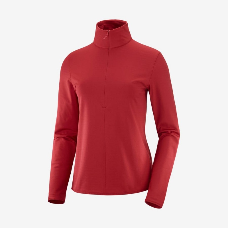 Women\'s Salomon ESSENTIAL LIGHTWARM Hoodie Red | IN3102FDN