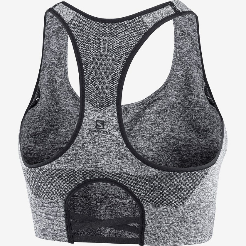 Women's Salomon ESSENTIAL MOVE ON SEAMLESS Sports Bra Grey | IN3224NWY