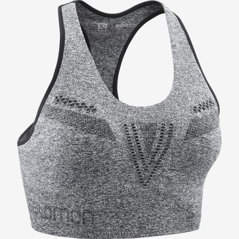 Women's Salomon ESSENTIAL MOVE ON SEAMLESS Sports Bra Grey | IN3224NWY