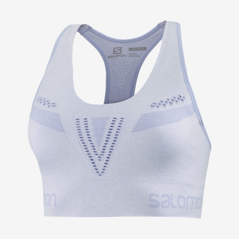 Women\'s Salomon ESSENTIAL MOVE ON SEAMLESS Sports Bra Purple | IN3225MQZ