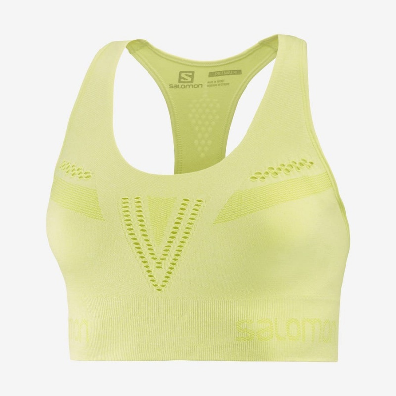 Women\'s Salomon ESSENTIAL MOVE ON SEAMLESS Sports Bra Green | IN3226QMA