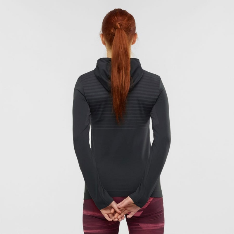 Women's Salomon ESSENTIAL SEAMLESS Hoodie Black | IN3091XYU