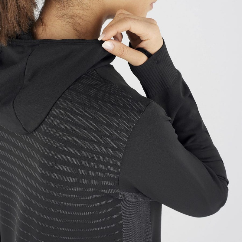 Women's Salomon ESSENTIAL SEAMLESS Hoodie Black | IN3091XYU