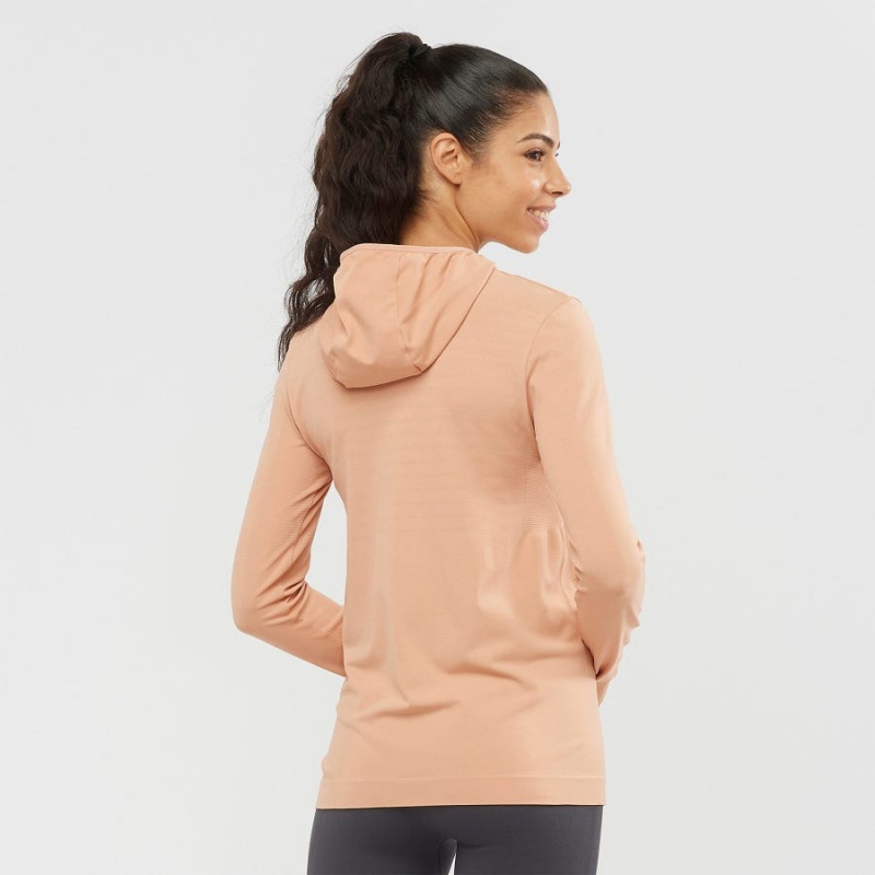 Women's Salomon ESSENTIAL SEAMLESS Hoodie Pink | IN3092CTV