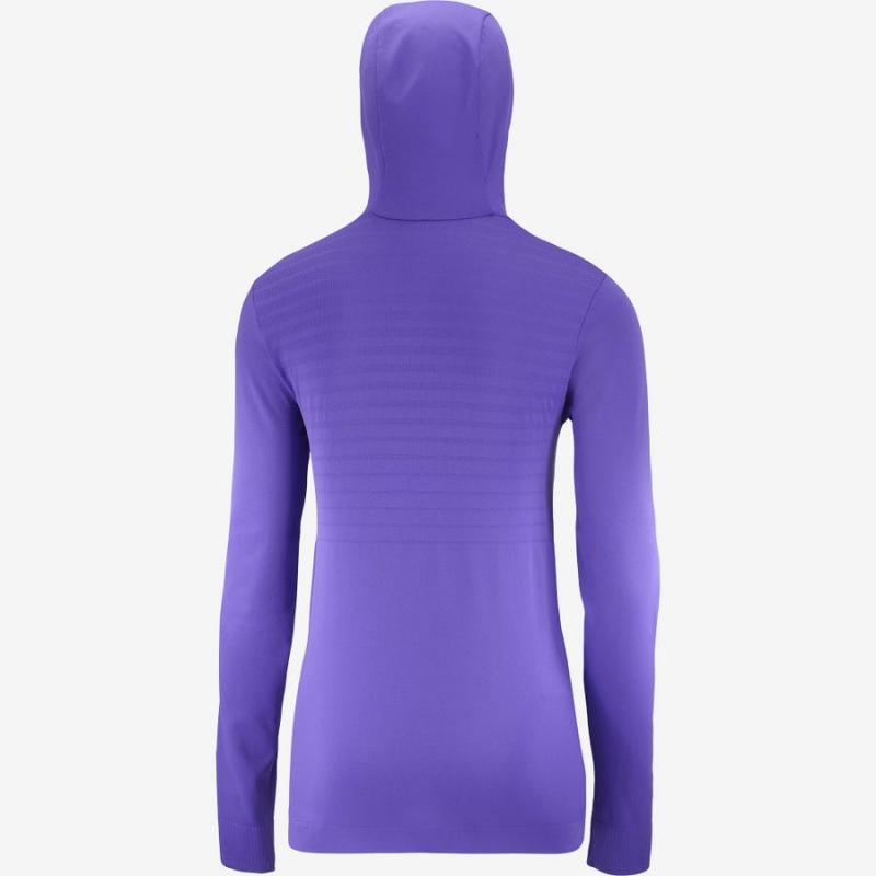 Women's Salomon ESSENTIAL SEAMLESS Hoodie Purple | IN3094BEX