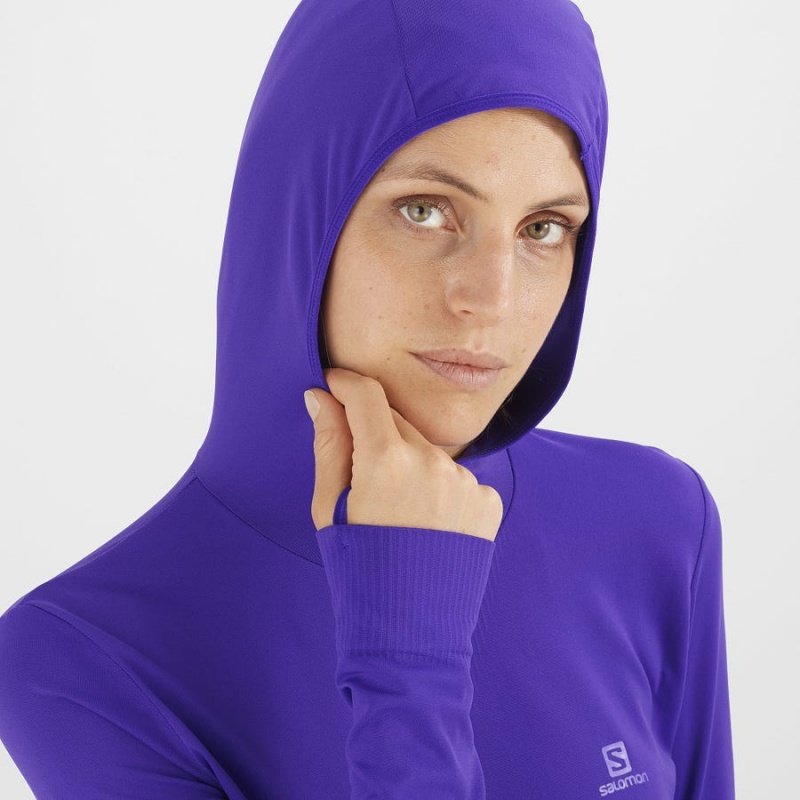 Women's Salomon ESSENTIAL SEAMLESS Hoodie Purple | IN3094BEX