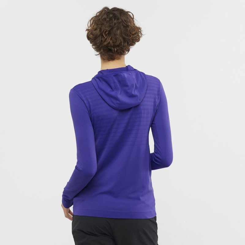 Women's Salomon ESSENTIAL SEAMLESS Hoodie Purple | IN3094BEX