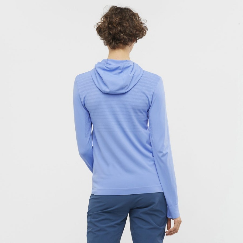 Women's Salomon ESSENTIAL SEAMLESS Hoodie Blue | IN3095NWY