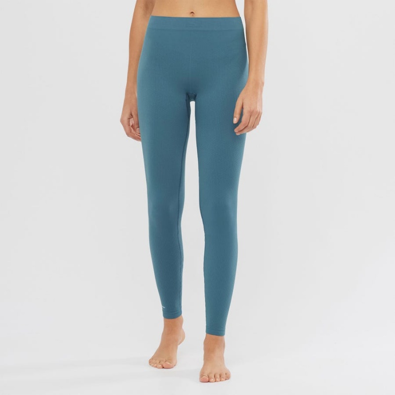 Women's Salomon ESSENTIAL SEAMLESS Pants Blue | IN3247XYU