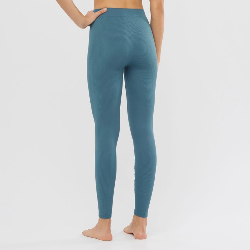 Women's Salomon ESSENTIAL SEAMLESS Pants Blue | IN3247XYU