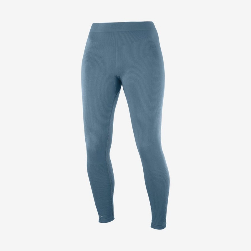 Women\'s Salomon ESSENTIAL SEAMLESS Pants Blue | IN3247XYU