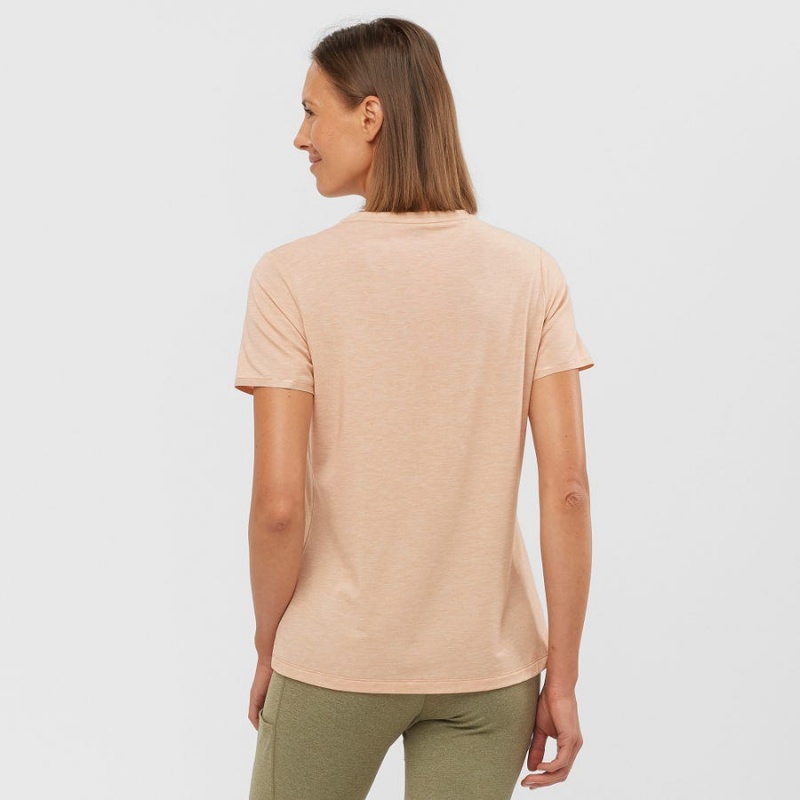 Women's Salomon ESSENTIAL TENCEL T Shirts Beige | IN3059HAP