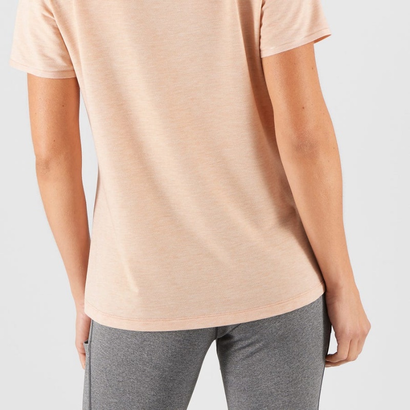 Women's Salomon ESSENTIAL TENCEL T Shirts Beige | IN3059HAP