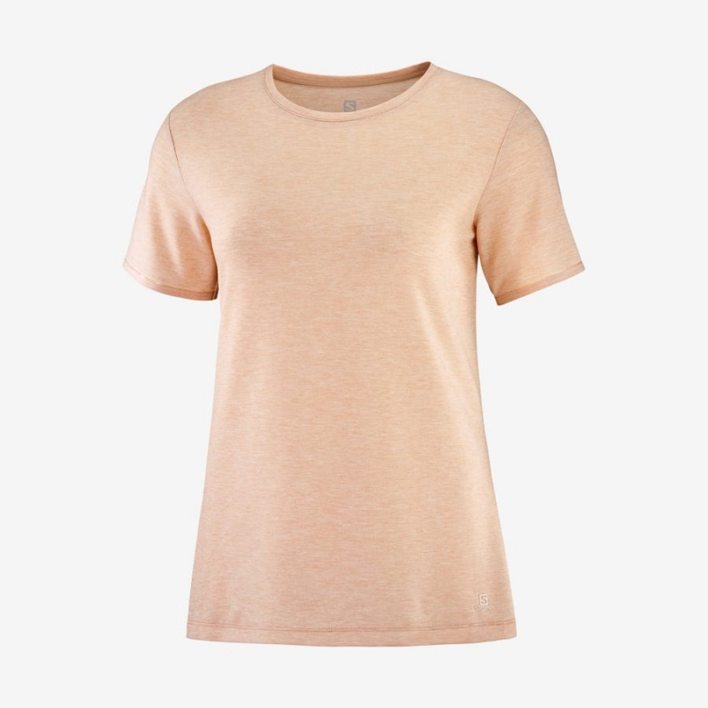 Women\'s Salomon ESSENTIAL TENCEL T Shirts Beige | IN3059HAP