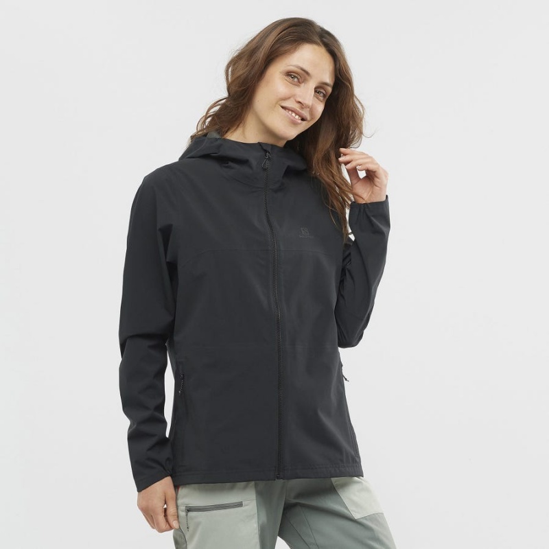 Women's Salomon ESSENTIAL WATERPROOF 2.5L Jackets Black | IN3135DFM