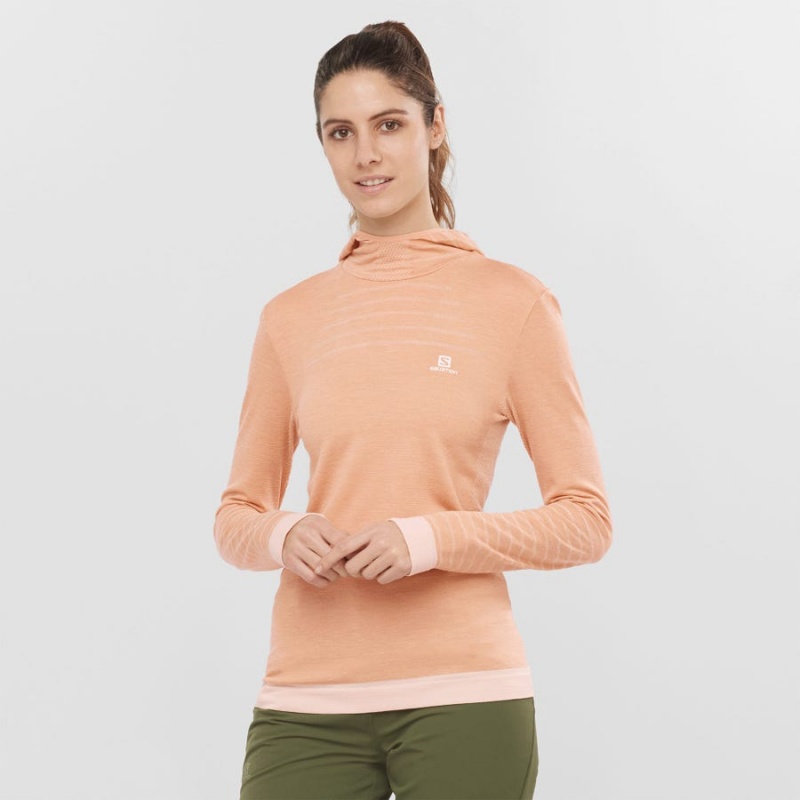 Women's Salomon ESSENTIAL WOOL T Shirts Beige | IN3061KOR