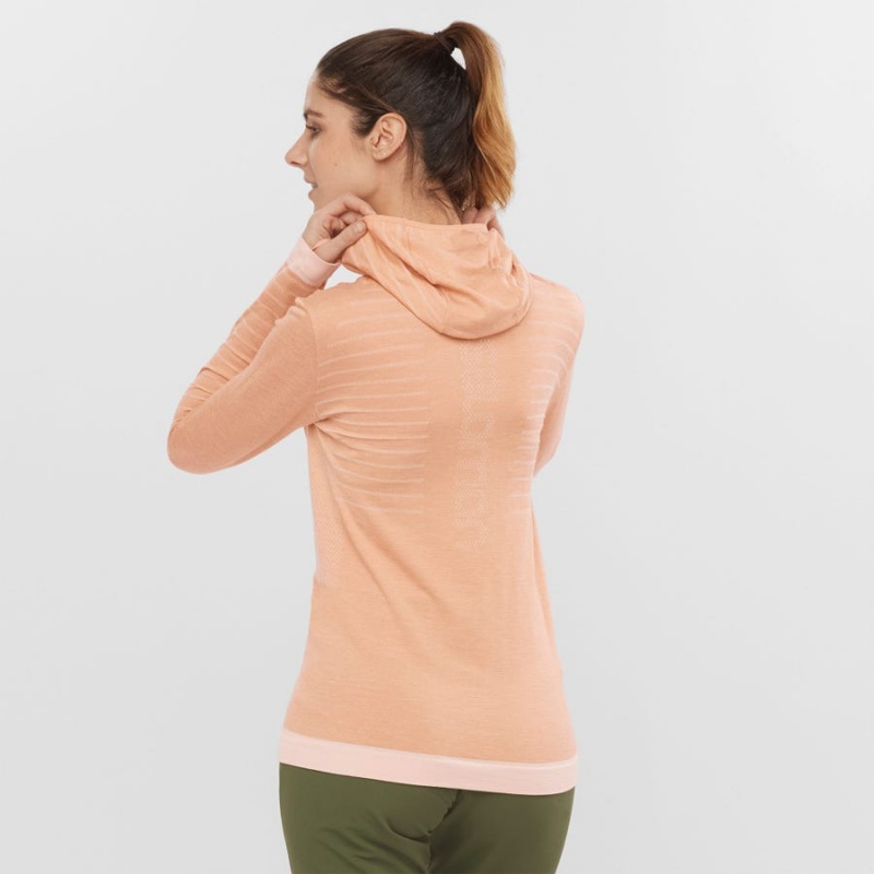 Women's Salomon ESSENTIAL WOOL T Shirts Beige | IN3061KOR