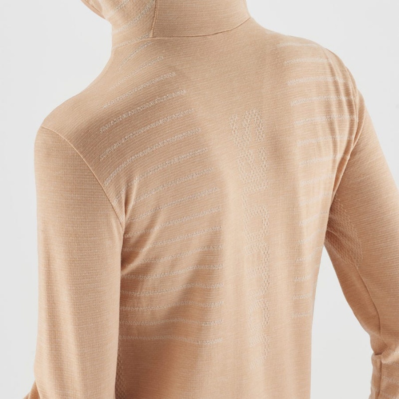 Women's Salomon ESSENTIAL WOOL T Shirts Beige | IN3061KOR