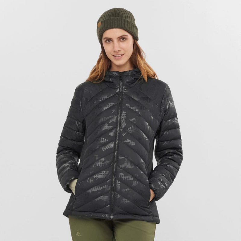 Women's Salomon ESSENTIAL XWARM DOWN INSULATED Jackets Black / Black | IN3179YXF