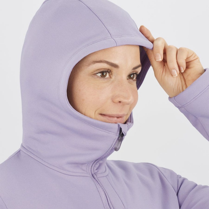 Women's Salomon ESSENTIAL XWARM Hoodie Purple | IN3123WNB