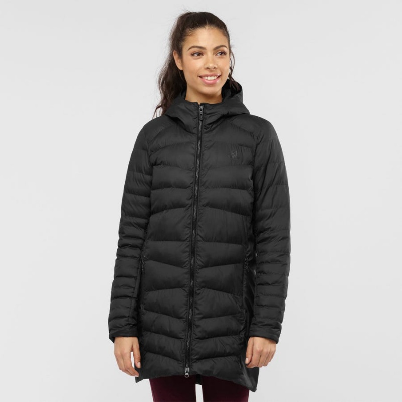 Women's Salomon ESSENTIAL XWARM LONG INSULATED Jackets Black | IN3166LIS