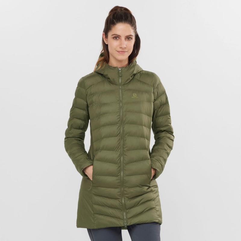 Women's Salomon ESSENTIAL XWARM LONG INSULATED Jackets Olive | IN3167ZUT