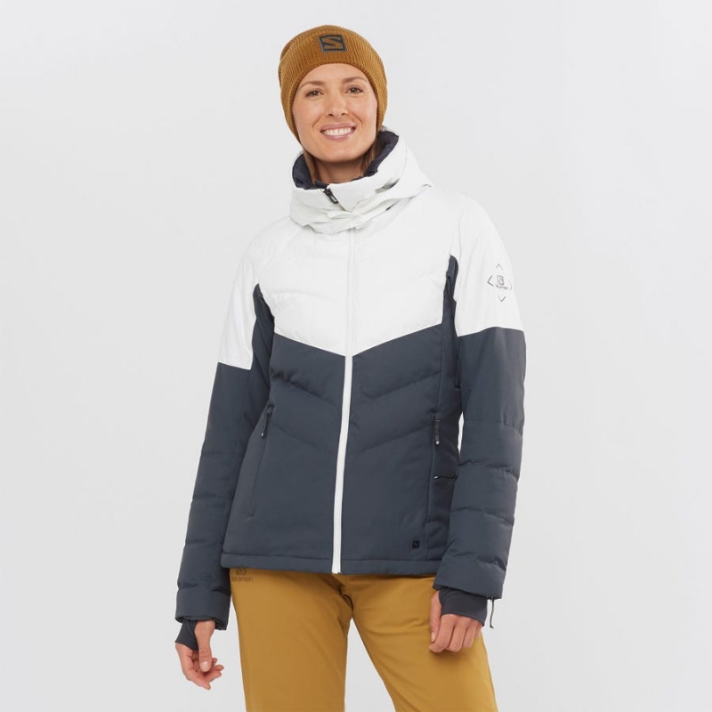 Women's Salomon NEW PREVAIL Ski Jackets Black / White | IN3198BEX